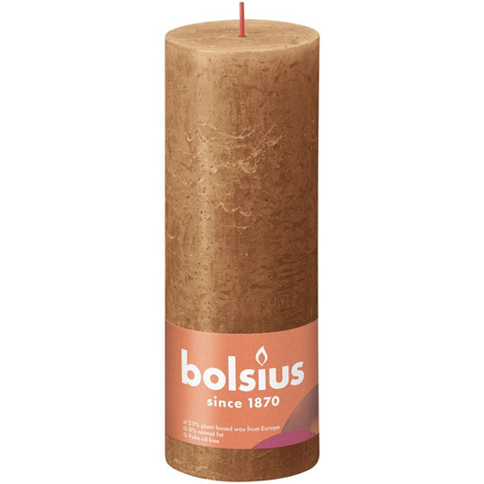 Bolsius shine collection rustiek stompkaars 190 68 spice brown- kruidig bruin