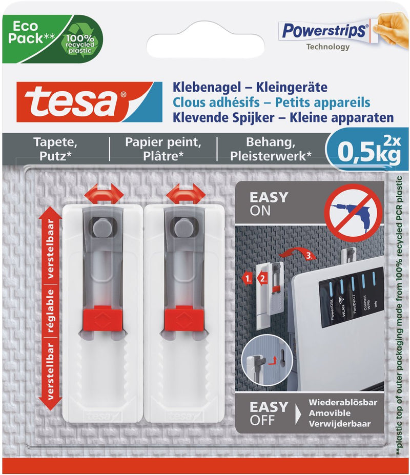 Chargez l'image dans la visionneuse de la galerie, Tesa verstelbare nagel behang pleister in hoogte en breedte verstelbaar – 0,5 kg spijker
