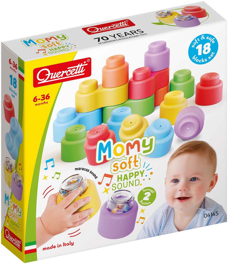 Afbeelding laden in galerijviewer, Quercetti bouwblokken baby speelgoed met geluid - 18 stuks.
