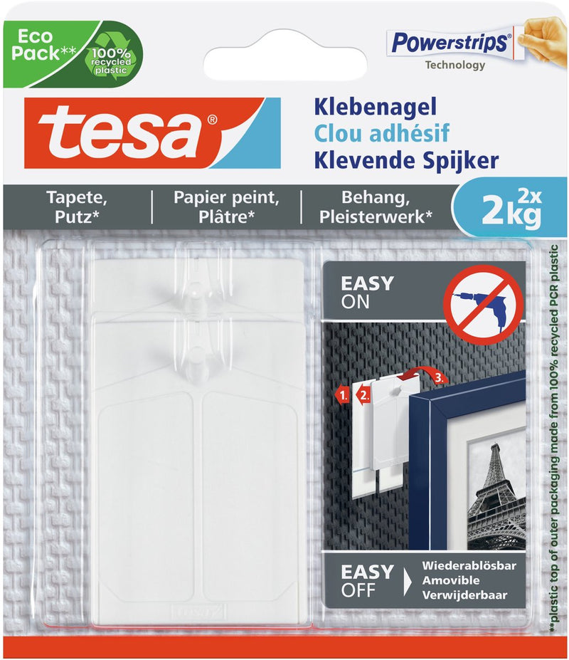 Load image into Gallery viewer, Tesa spijkers voor gevoelige oppervlakken - eenvoudig aan te brengen verwijderen - 2 x 2 kg houdkracht

