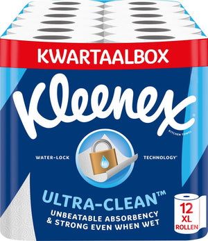 Kleenex keukenpapier - keukenrol ultra clean - 12 maxi xl rollen - voordeelverpakking