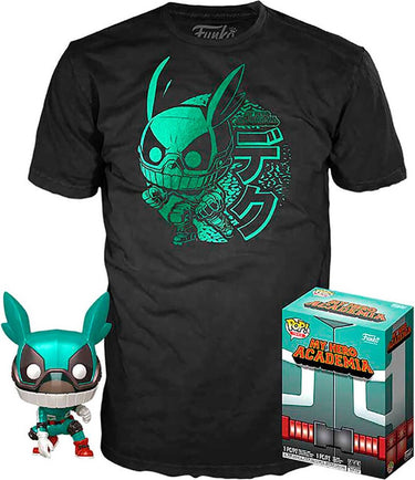 Funko pop! my hero academia: set figure and tee - deku with helmet maat l