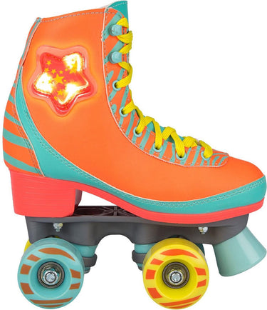 Nijdam rolschaatsen - led star zebra - fluororanje - maat 37 38
