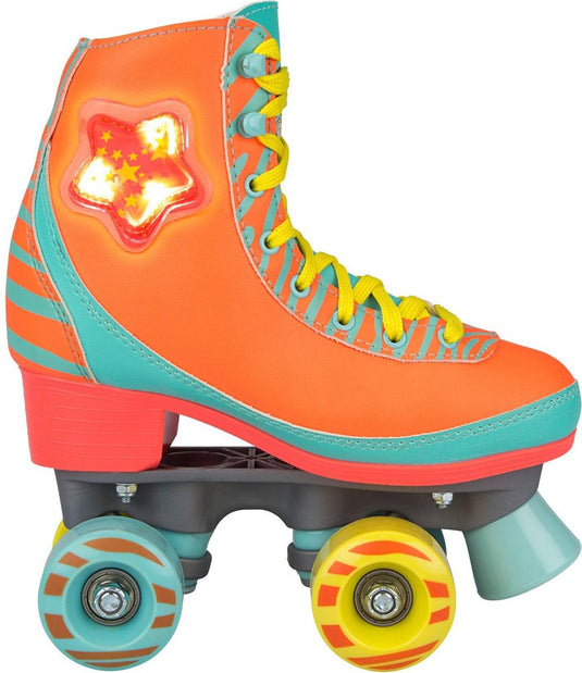 Nijdam rolschaatsen - led star zebra - fluororanje - maat 37 38