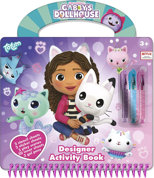 Totum gabby’s poppenhuis designer vakantieboek - doeboek tekenen schrijven stickeren, 25 delig - gabby’s dollhouse creatief speelgoed meisjes vanaf 3 jaar cadeautip