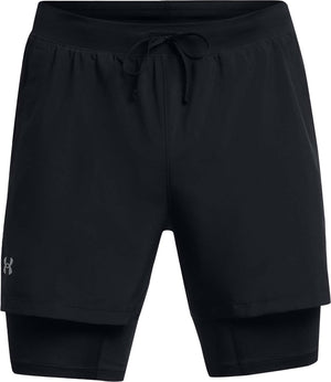 Under armour ua launch 5'' 2-in-1 shorts-blk heren sportbroek - zwart - reflecterend