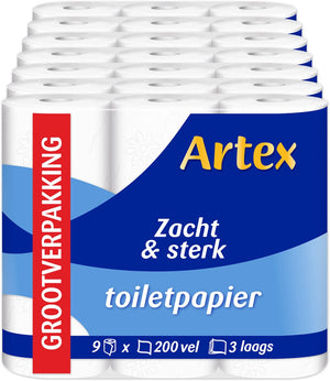 Artex zacht sterk toiletpapier - 3-laags wc papier- 63 rollen (7x9)