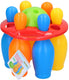 Eddy toys bowling set 19,5 cm - bowling set voor kinderen binnen en buiten - kegelspel met 6 kegels en 1 bal - speelgoedset met draagrek - kunststof - kleurrijk