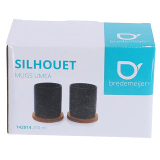 Load image into Gallery viewer, Bredemeijer theemok umea 200ml zwart en onderzetter set 2
