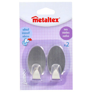 Load image into Gallery viewer, Metaltex plakhaken 2 stuks inox ovaal | 10 stuks
