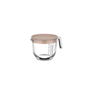 Glas maatbeker 1l met deksel chalk | 4 stuks