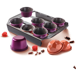 Ottosimon bakvorm set tefal creabake paars 12 stuks metaal.