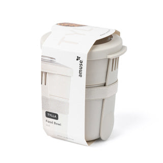 Amuse tylla duo oat lunchbox - 150ml + 450ml - yoghurt beker to go - perfect afsluitbare muesli beker met spork - lekvrije lunchpot - bpa-vrije soepbeker – beige