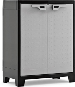 Keter titan lage kast - 2 planken - 80x44x100cm – zwart grijs