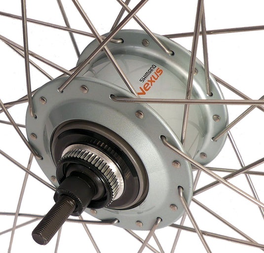 Shimano achterwiel 28 inch nexus 7 naaf (zilver) - zac19 velg (zilver) met rvs spaken - voor schijfrem