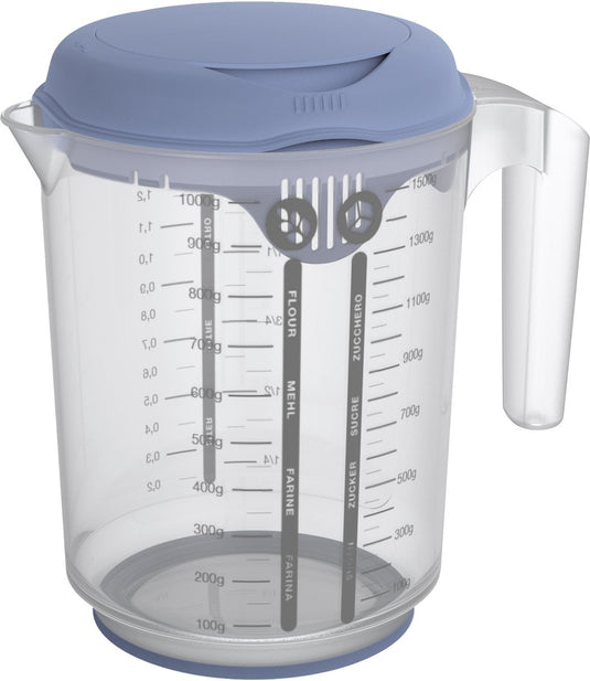 Rotho fresh - mixbeker met spatdeksel - 1,5liter - horizon blauw