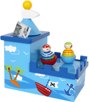 Small foot - houten muziekdoos en spaarpot piraat
