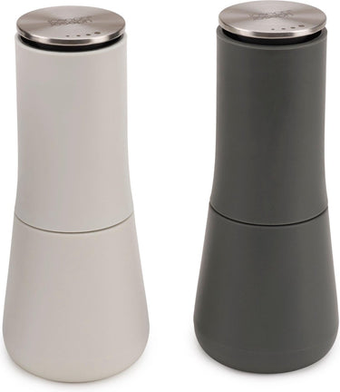 Joseph joseph milltop zout- en pepermolenset – antiknoei design – instelbare maalgraad - grijs – 2-delig