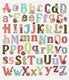 Creativ company alfabet stickers - 59x - gekleurd - stickervel 15 x 16,5 cm - plakletters - hobby knutsel stickers
