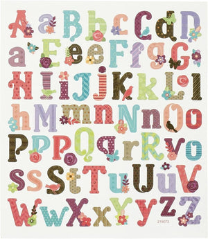 Creativ company alfabet stickers - 59x - gekleurd - stickervel 15 x 16,5 cm - plakletters - hobby knutsel stickers