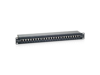Equip 326424 24-port cat.6 shielded patch panel, black, rj-45, cat6, black, rack mount, 1u