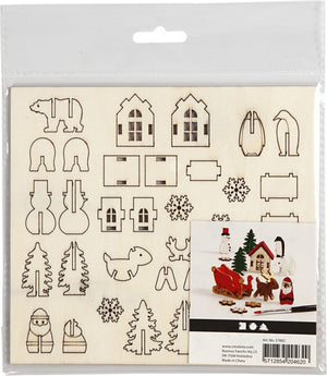Creativ company cc diy houten figuren kerst l: 15,5cm b: 17cm