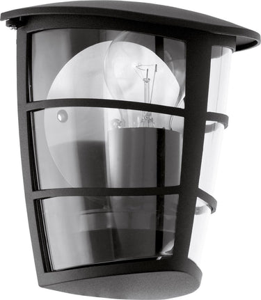 Eglo aloria - buitenverlichting - wandlamp - 1 lichts - zwart - helder