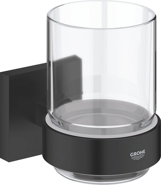 Grohe quickfix start cube glas met houder - glas metaal - matte black