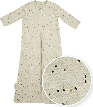 Meyco baby rib mini spot baby slaapzak met mouwen - sand melange - 70cm - 1.0 tog