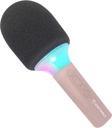 Kidywolf kidymic roze – draadloze karaoke microfoon voor kinderen met bluetooth, led lichteffecten stemvervorming