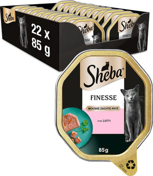 Sheba kattenvoer - finesse mousse - zalm - kuipjes 22x85g