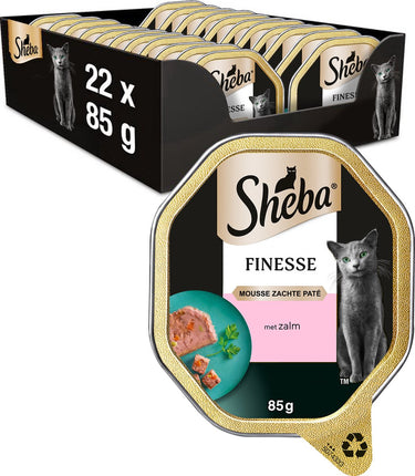 Sheba kattenvoer - finesse mousse - zalm - kuipjes 22x85g