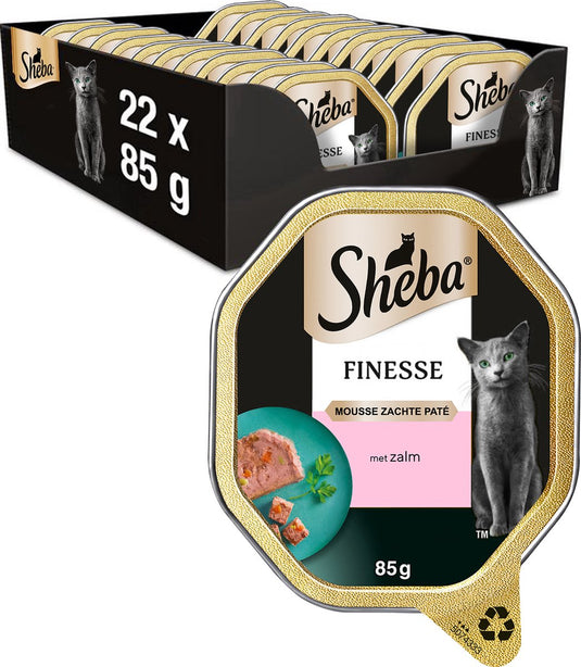 Sheba kattenvoer - finesse mousse - zalm - kuipjes 22x85g