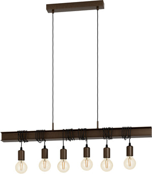 Eglo townshend 4 hanglamp - e27 - 100,5 cm - antiek-bruin