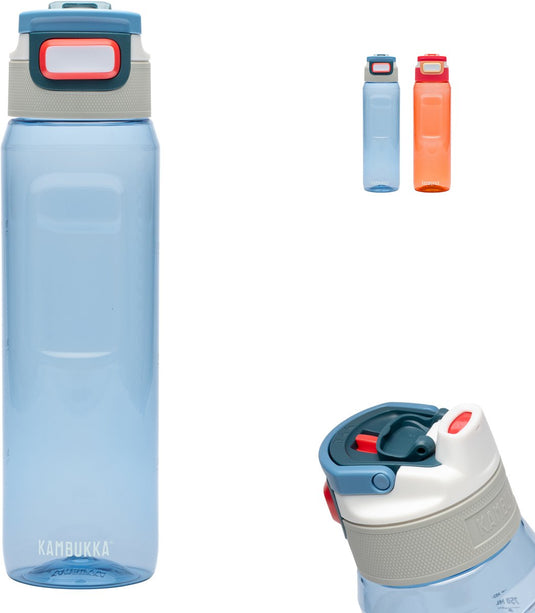 Kambukka elton drinkfles 1l - niagara blue met 3-in-1 deksel en makkelijke reiniging