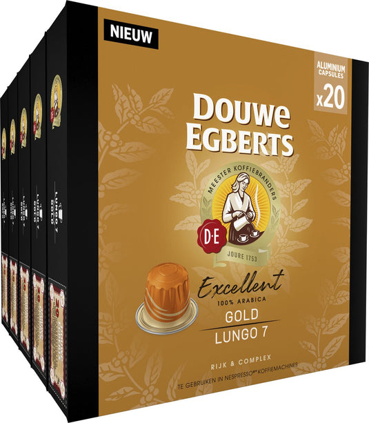 Douwe egberts excellent gold lungo koffiecups - intensiteit 5 9 - 10 x 20 capsules