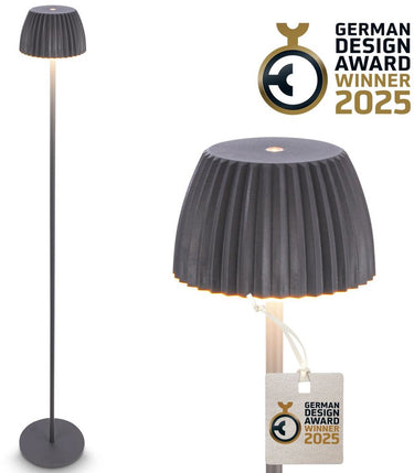 B.k.licht briloner champ - oplaadbare vloerlamp - snoerloze staande lamp - dimbaar - in hoogte verstelbaar - voor binnen en buiten - antraciet - ø19 x 124 cm