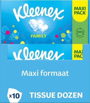 Kleenex tissues - family box - voordeelverpakking - 10 x 128 stuks (1280 zakdoekjes)