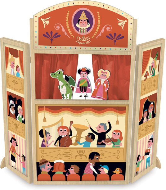Vilac poppentheater ingela p. arrhenius met silhouetpoppen - kleurrijk houten speelgoed.