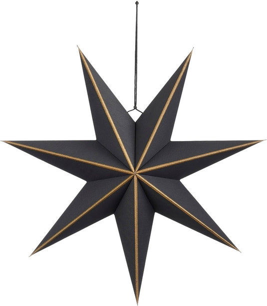 Mica decorations ster hangend kerstdecoratie - h18 x ø60 cm - papier - zwart