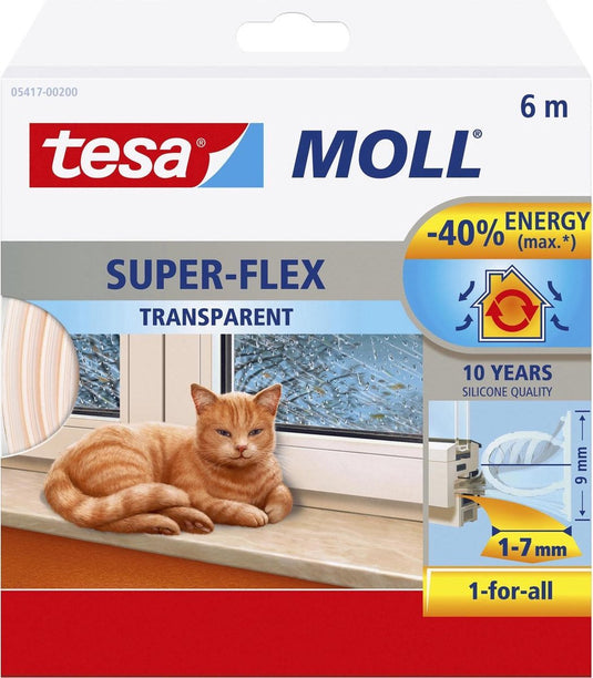 Tesa moll superflex silicone - transparant - 9 mm x 6 m