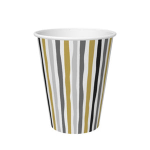 Duni bekers stripes black gold 24 cl 10 stuks | 5 stuks