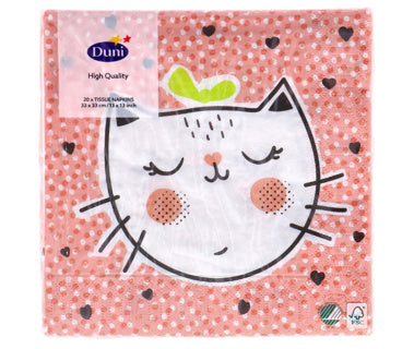 Duni servetten playful cat 33x33 cm | 4 stuks