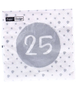 Load image into Gallery viewer, Duni servetten 25th birthday 33x33 cm
