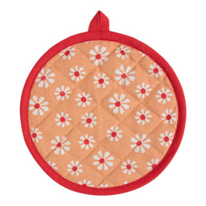 Daisy flowers pannenlap onderzetter rond oranje 20 cm | 3 stuks