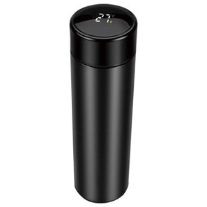 No brand thermosfles rvs zwart 450 ml met thermometer en theefilter | 4 stuks