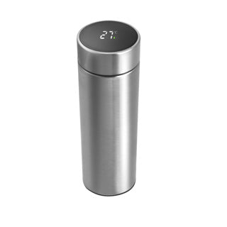Load image into Gallery viewer, No brand thermosfles rvs 450ml met thermometer in deksel inclusief theefilter | 4 stuks
