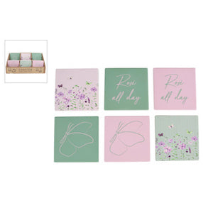 Onderzetter floral met tekst assorti 10x10x0,7cm | 36 stuks