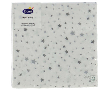 Load image into Gallery viewer, Duni servetten silver stardust 33 x 33 cm | 12 stuks
