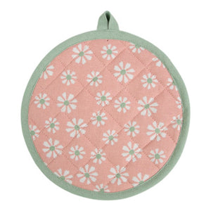 Daisy flowers pannenlap onderzetter rond roze 20cm | 3 stuks